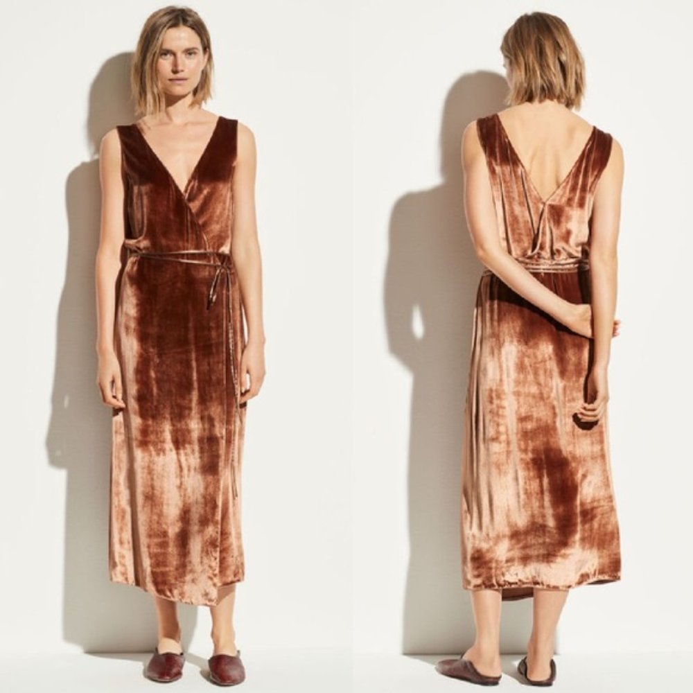 Vince Pann Wrap Velvet Midi Dress NWT